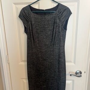 Ann Taylor Gray Sheath Midi Dress Square Neck